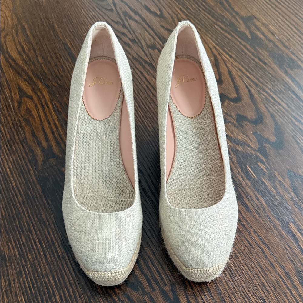 J. Crew Espadrille Wedges Metallic Canvas